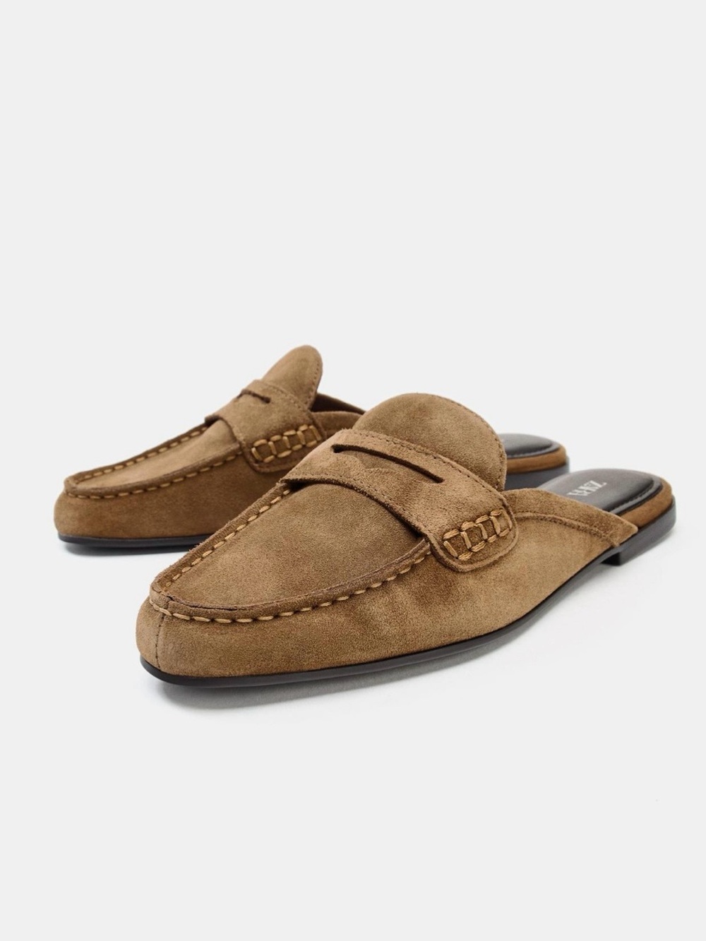 ZARA OPEN BACK SPLIT SUEDE LOAFERS NWT
Size: 7.5 * Color: Brown
